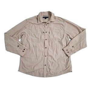 Eastern Mountain Sports Vented Shirt Khaki Nylon No Fly Zone Roll Up Fishing